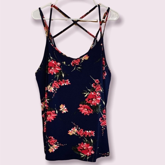 Papermoon Navy Floral Strappy Knit Tank Top - Picture 3 of 8